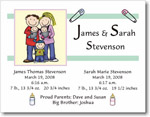 Pen At Hand Stick Figures Birth Announcements - Twin 7